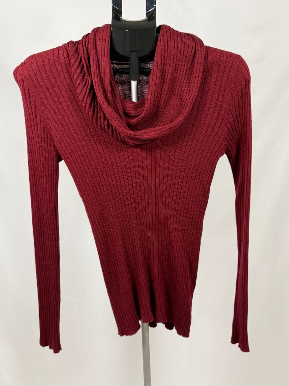 NWT Jones New York Sport Petite Burgundy Ribbed Cowl Neck Sweater PS